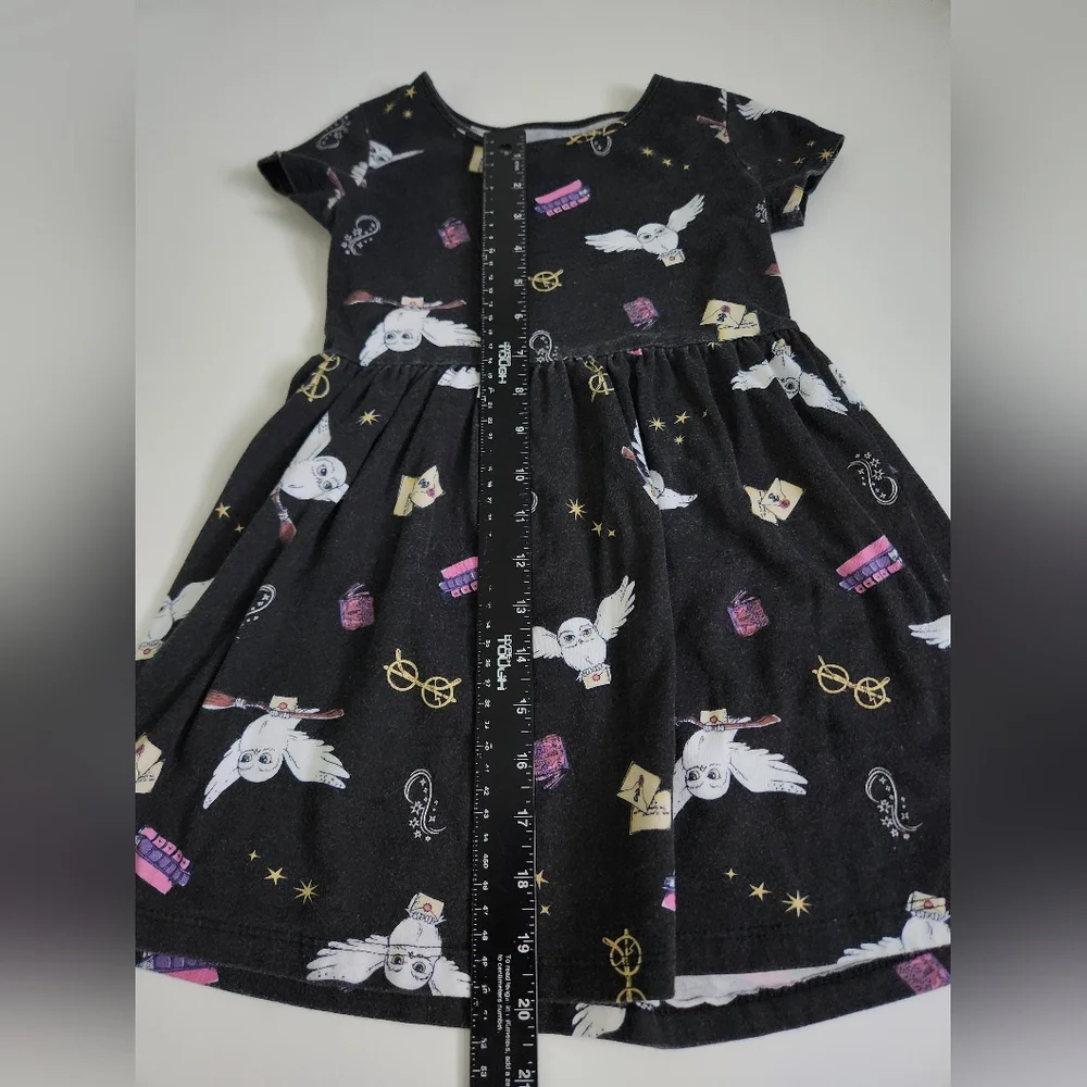 Harry Potter Hedwig Owl Letters Dress Black Halloween Short‎ Sleeve Girls XS 4/5